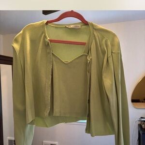 Zara Green Cardigan and Tank Top Set